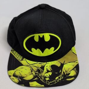 DC Comics Batman Flat Brim Kids Cap - Black and Neon Yellow